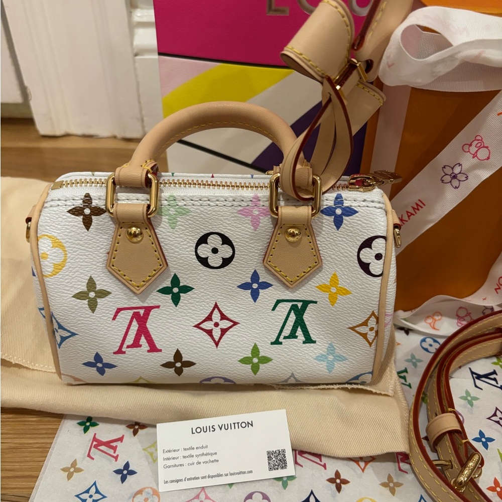 ***SOLD*** Louis Vuitton X Murakami 2025 White Multicolor Speedy Nano- NIB - Picture 7 of 15